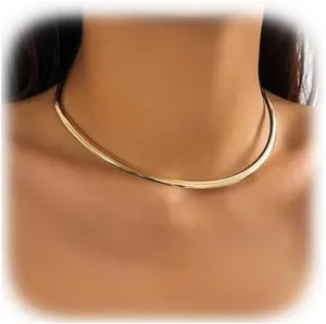 Simple Open Adjustable Choker Necklaces Metal Clavicle Chain Necklace Summer Beach Neck Body Jewelry Statement Collar Body Chain Necklace for Women