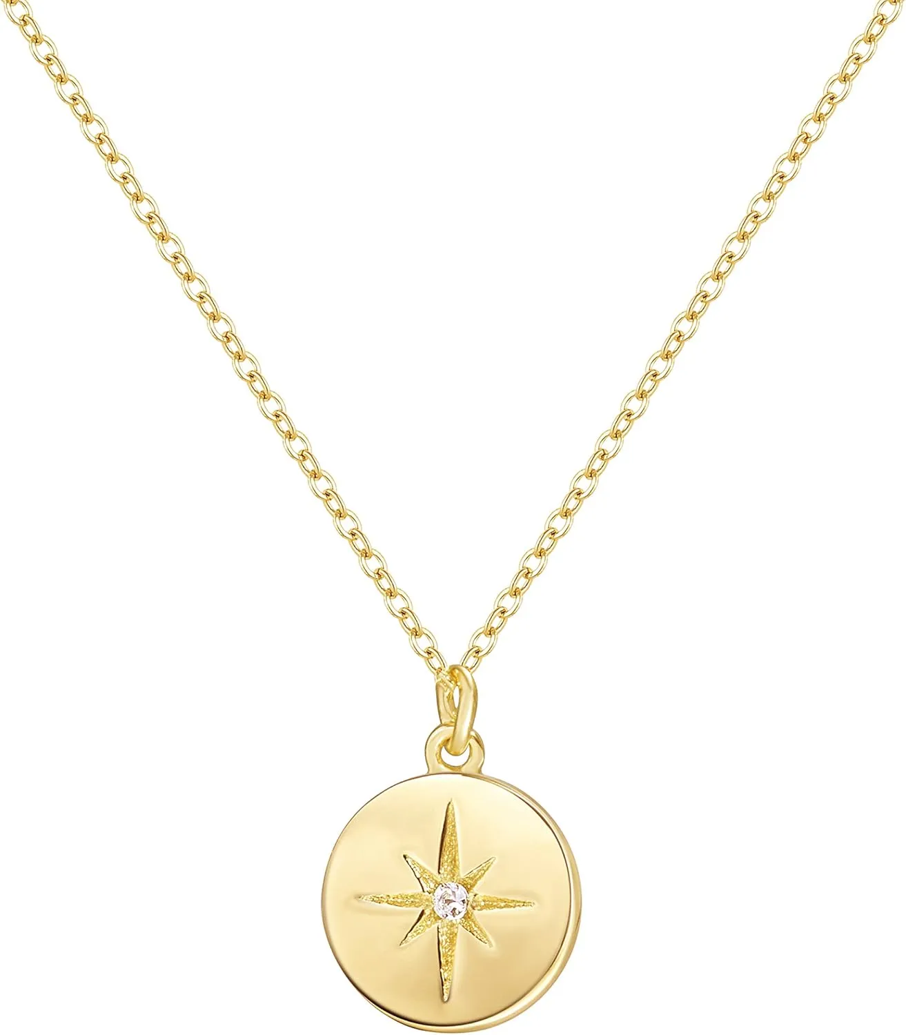 S.Leaf Gold Necklaces for Women Sterling Silver Coin Necklace Starburst Pendant Sterling Silver Necklace for Women