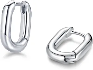 Small Hoop Earrings Square Huggie Hoop Earrings Chunky Small Hoops Thick Hoop Earrings for Women Men