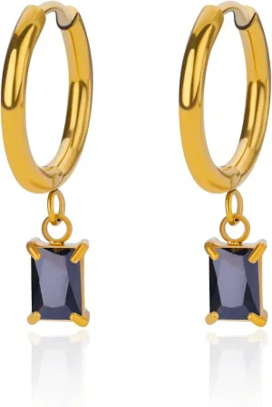 Small Hoop Earrings with Black Drop, Gold Huggie Hoop Earrings for Women 18K Gold Hoops Hypoallergenic Jewelry for Girls