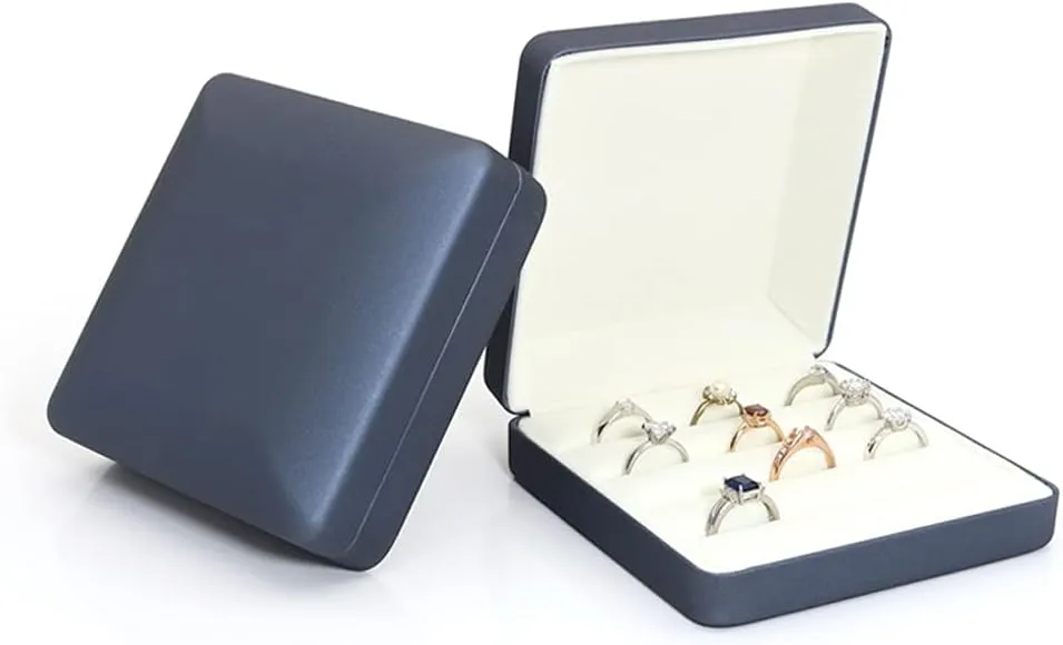 Small Ring Organizer Box, Portable Rings Jewelry Holder Case, Modern Ring Storage Tray Fit for Women,Girl for Travel (blue)