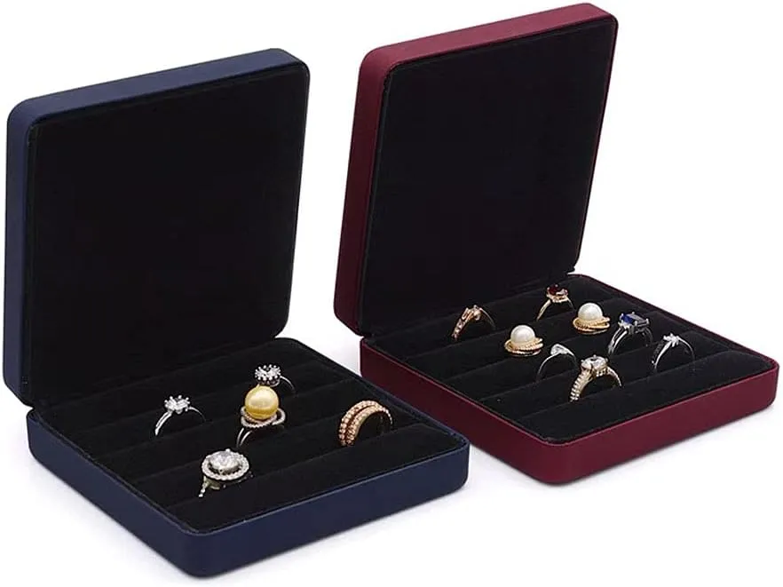 Small Ring Organizer Box, Portable Rings Jewelry Holder Case, Modern Ring Storage Tray Fit for Women,Girl for Travel (red)
