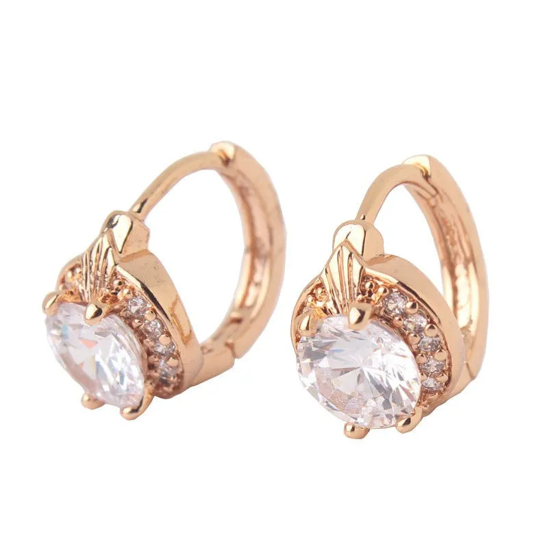 Smart Chic White Zircon Earring 18k Gold Platinum Plated Lady Small Huggie Hoops Earrings for Women Jewelry Brinco Earrings