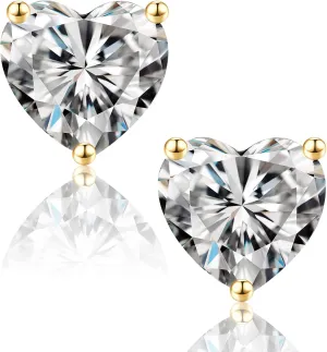 SMILEST Valentines Day Gifts for Her, 1-3ct Heart Moissanite Stud Earrings for Women Men, Brilliant Heart D Color VVS1 Clarity Lab Created Moissanite Earrings 925 Sterling Silver Moissanite Earrings