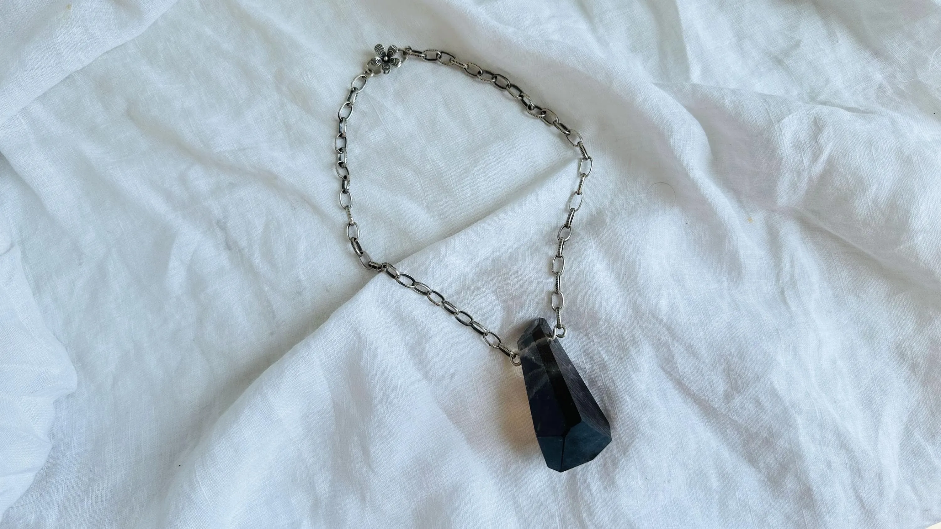 Smokey Quartz Necklace. Sterling Silver. Atelier Aadya. 2331