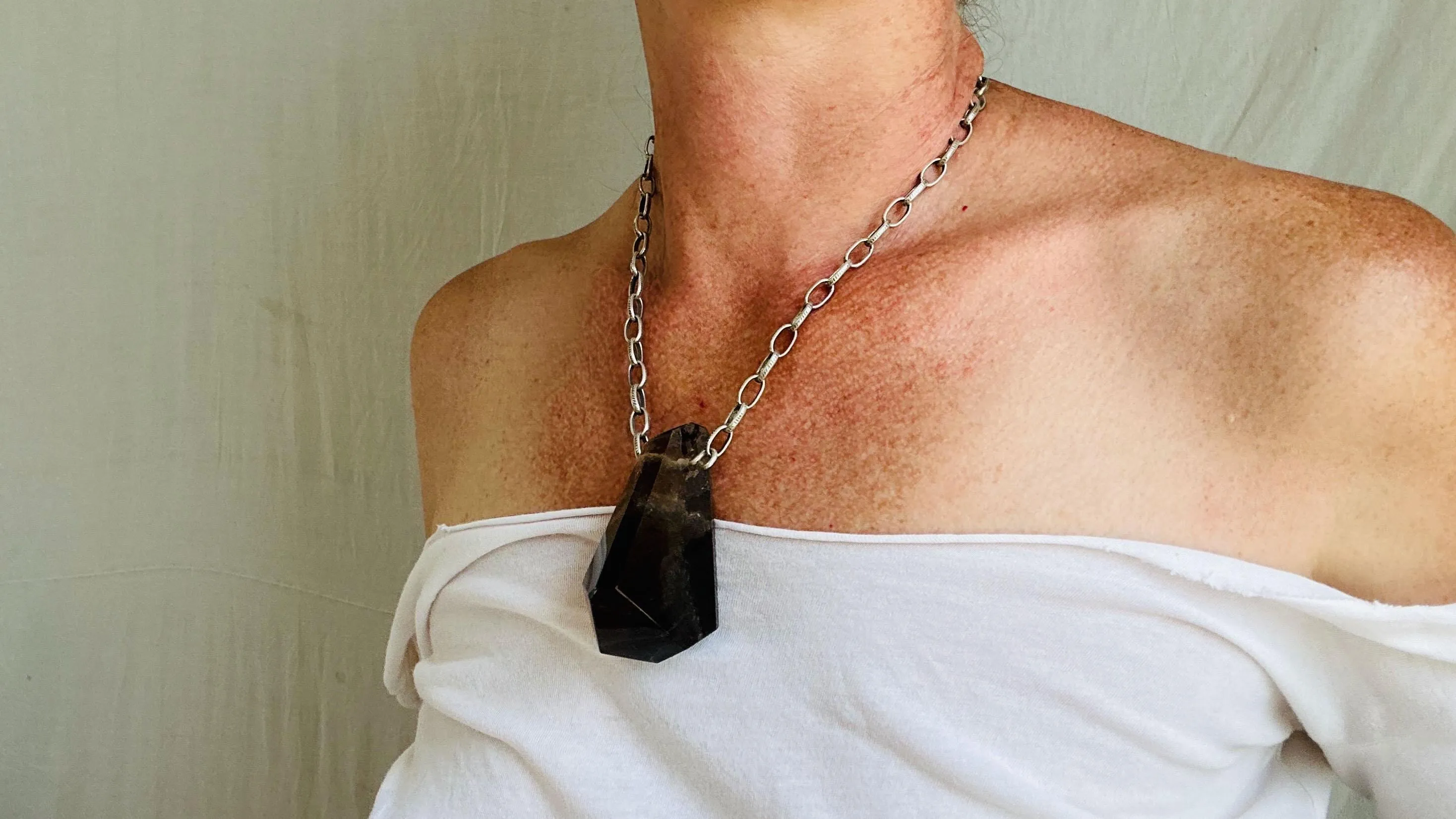 Smokey Quartz Necklace. Sterling Silver. Atelier Aadya. 2331