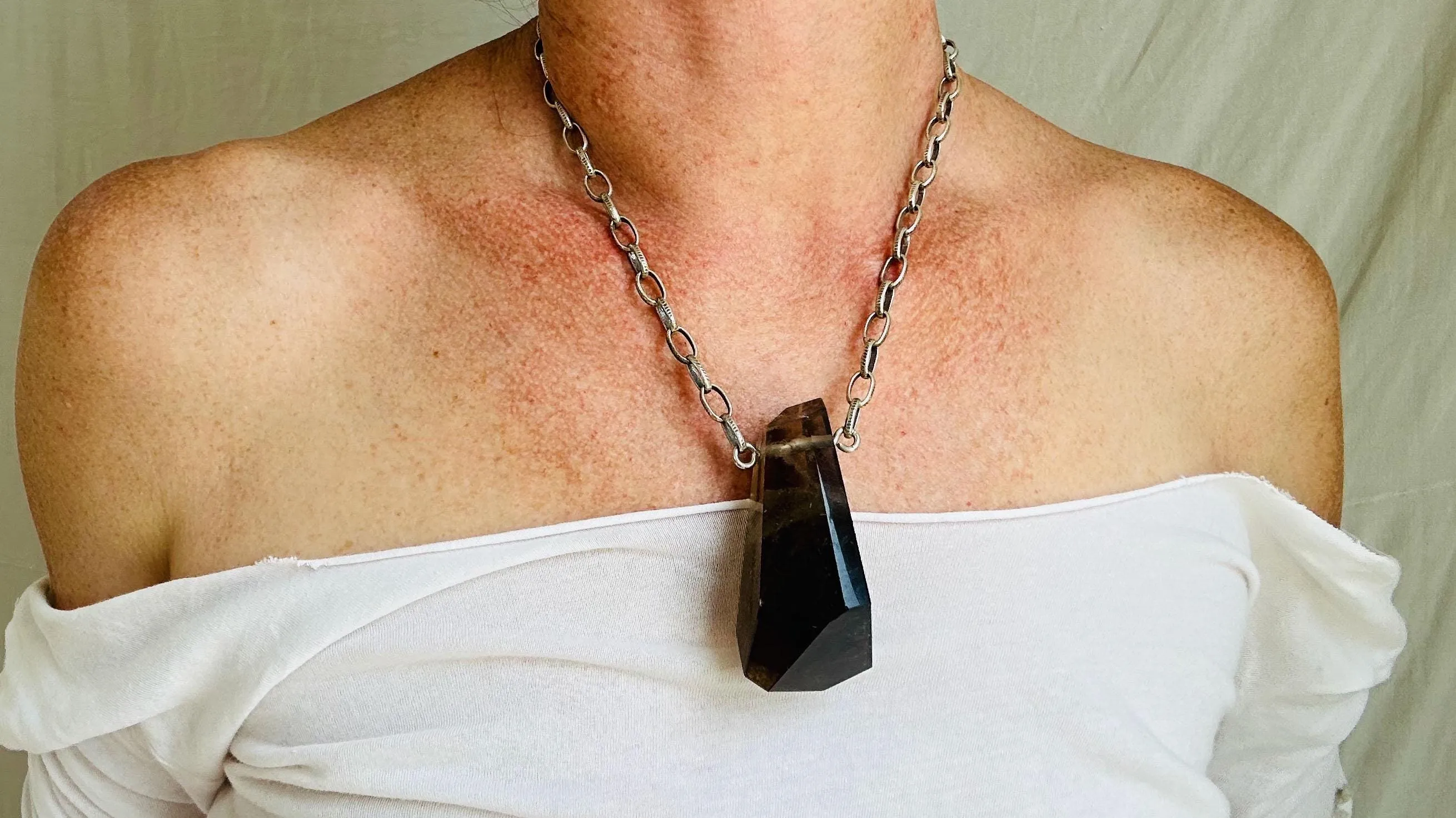 Smokey Quartz Necklace. Sterling Silver. Atelier Aadya. 2331