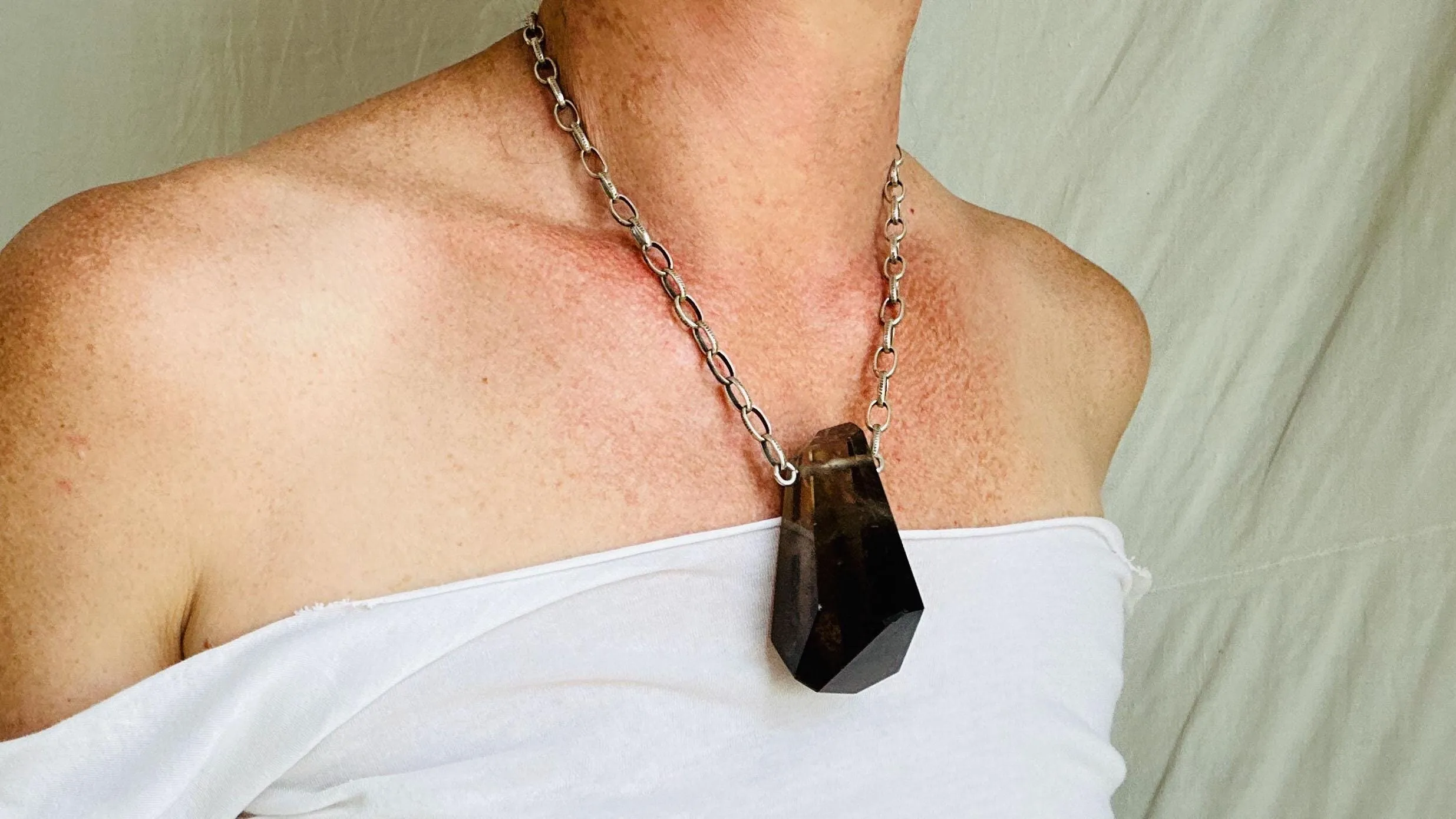 Smokey Quartz Necklace. Sterling Silver. Atelier Aadya. 2331