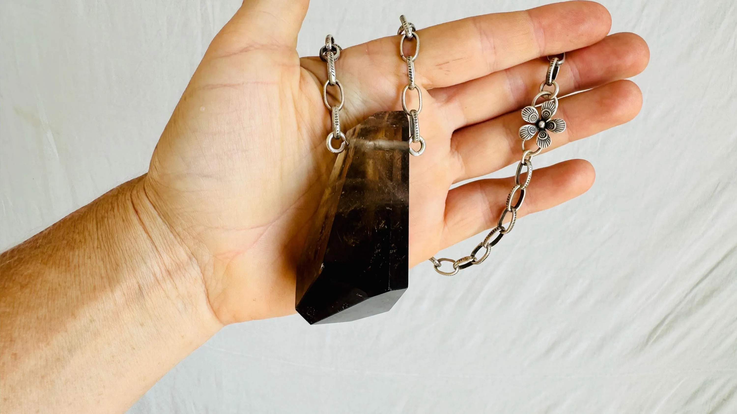 Smokey Quartz Necklace. Sterling Silver. Atelier Aadya. 2331