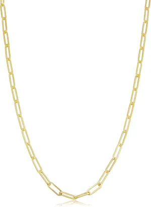 Solid 14k Yellow Gold Filled 3.1 mm Paperclip Chain Necklace - Minimalist Jewelry for Women