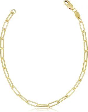 Solid 14k Yellow Gold Filled Paperclip Chain Bracelet for Women (3.1 mm, 7.5 inch)