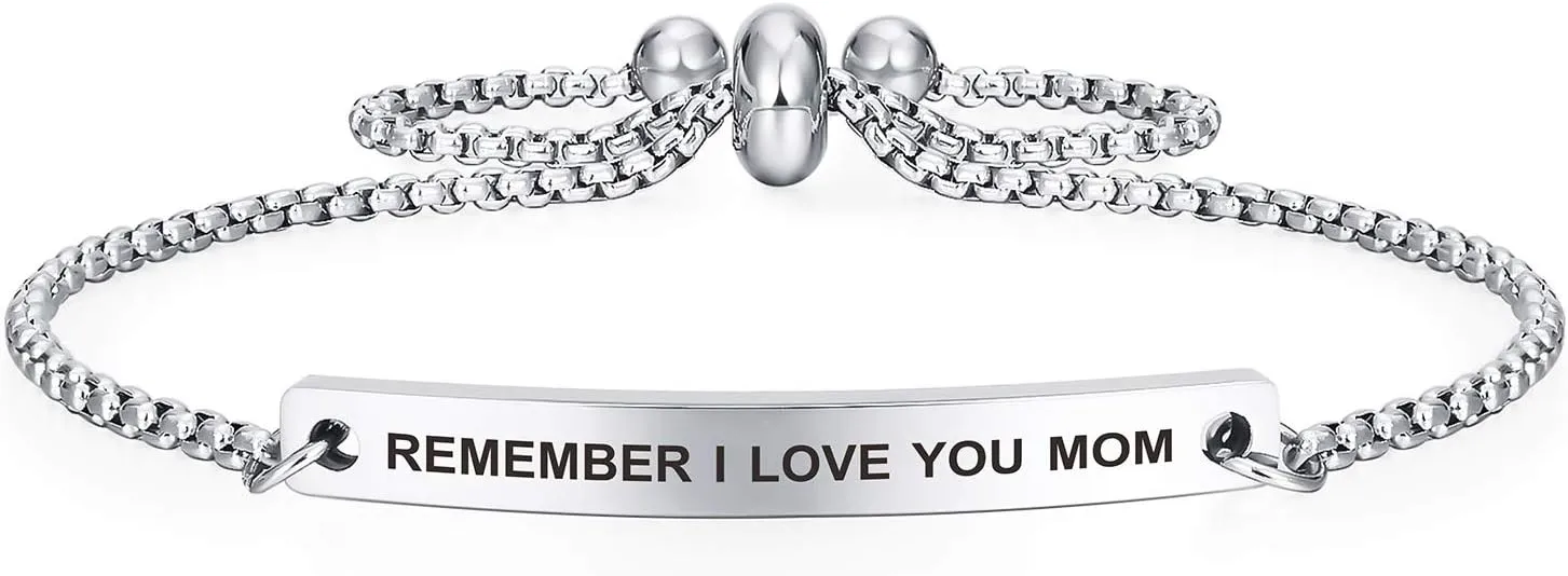 SOUSYOKYO Fashionable Valentines Day Mom Present, Best Mom Ever Gifts, Remember I Love You Mom Bracelet, Cute Mommy Birthday Jewelry