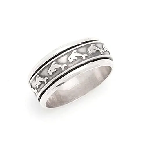 spinner ring, 925 sterling solid silver, anxiety ring, dolphin spinner ring, meditation ring, spinning ring, women ring, gift for her, fish spinner ring, unisex ring