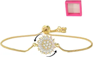 Spinning Sunflower Bracelet for Women Adjustable Rhinestone Sunflower Mood Bracelet Sparkly Flower Anxiety Bracelets Cubic Zircon Sunflowers Fidget Bracelets Worry Relieving Jewelry Accessories