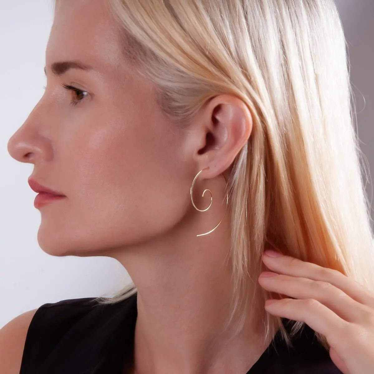 Spiral Threader Boho Earrings for Women - Hypoallergenic Thin Twist Hoop Earrings - Plated in 925 Sterling Silver or 18K Gold, Safe for Sensitive Ears
