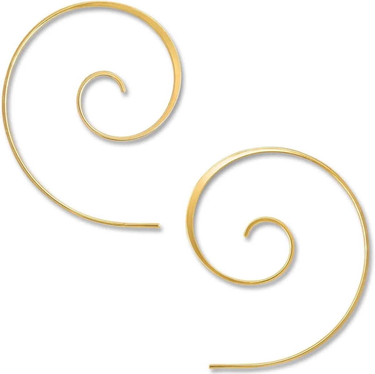 Spiral Threader Boho Earrings for Women - Hypoallergenic Thin Twist Hoop Earrings - Plated in 925 Sterling Silver or 18K Gold, Safe for Sensitive Ears