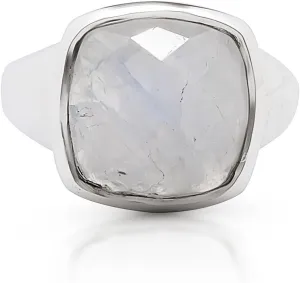 Square Moonstone 925 Sterling Silver Ring - BOHO Chic Jewelry - Fashionable and Stylish for Women with Velvet Gift Bag/Box - Made by Indian Artisans - Size 6-10