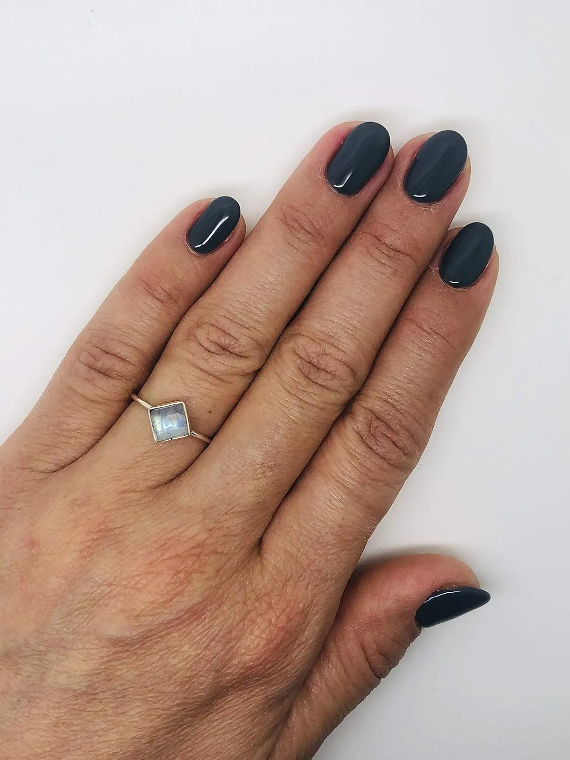Square Moonstone 925 Sterling Silver Ring - Delicate BOHO Chic Jewelry - Fashionable and Stylish for Women with Velvet Gift Bag - Made by Indian Artisans - Size 6-9