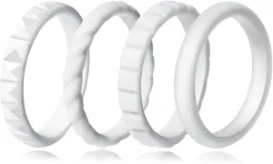 Stackable Silicone Wedding Bands for Her - Comfortable Braided Thin Rubber Promise Rings - 4 Rings