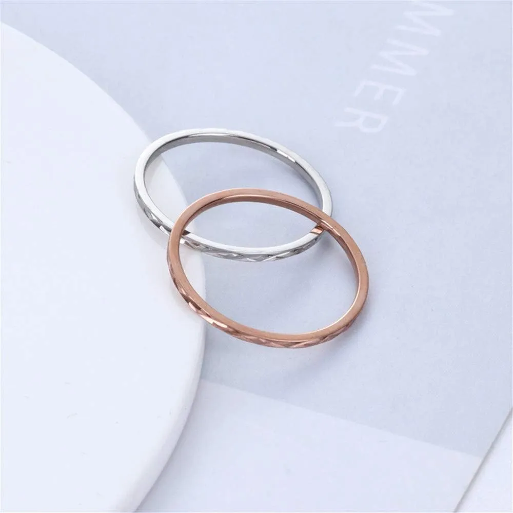 Stainless Steel 1MM Thin Midi Stacking Rings Shiny Silver Rose Gold Engagement Wedding Band for Women
