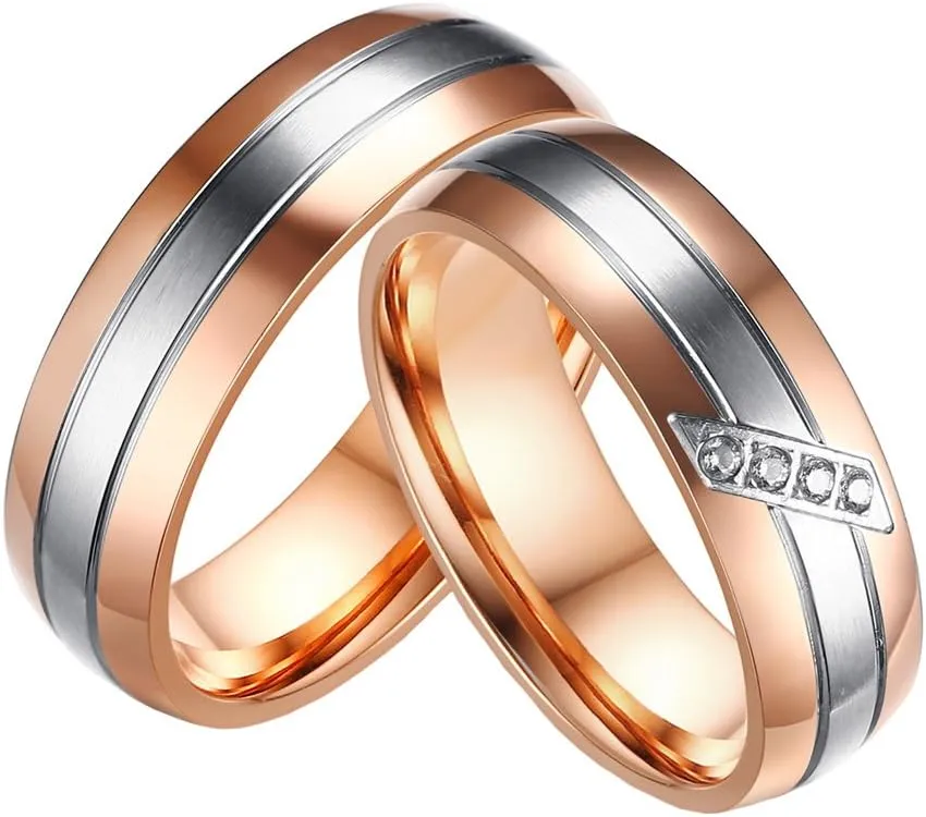 Stainless Steel Couples Promise Ring for Men Women 6MM Classic Engagement Wedding Band