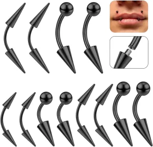 Stainless Steel Eyebrow Rings 16G Spike Eyebrow Piercing Jewelry Curved Belly Rings Navel Barbell Vertical Labret Lip Rings Spike Tragus Helix Daith Tragus Earrings Rook for Women Men