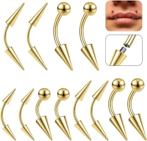 Stainless Steel Eyebrow Rings 16G Spike Eyebrow Piercing Jewelry Curved Belly Rings Navel Barbell Vertical Labret Lip Rings Spike Tragus Helix Daith Tragus Earrings Rook for Women Men