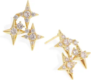 Star Stud Earrings for Woman, Dainty Sparkly Cubic Zirconia Rhinestone Minimalist Hypoallergenic Earing Wedding Bridal Prom Fashion Jewelry Gifts