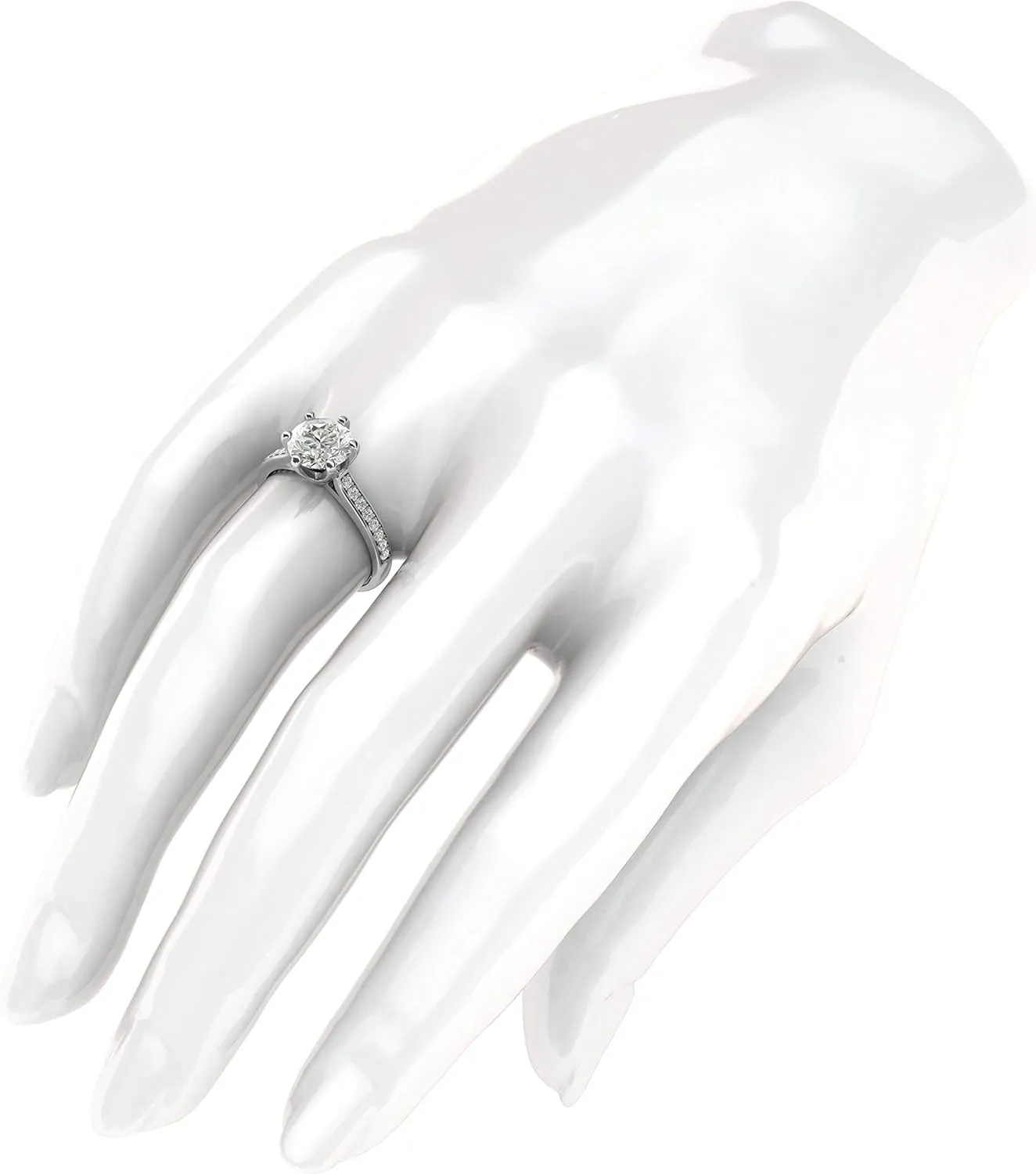 Sterling Silver 2 Carats Classic 6-Prong Simulated Diamond or Moissante Engagement Ring Side Stones Promise Bridal Ring