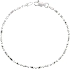 Sterling Silver Dot Dash Pallini Bead Ball Chain 1.8mm Nickel free Italy, sizes 7-30 inch