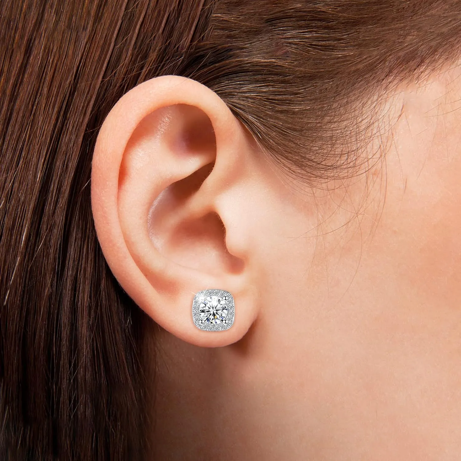 Stud Earrings for Women Men. Premium Cubic Zirconia Earrings Studs with Sterling Silver Post and Gold Plated. Brilliant and Hypoallergenic.