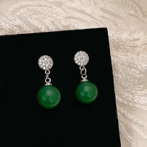 Style Round Inlay Silver Drop Earrings JLT12695