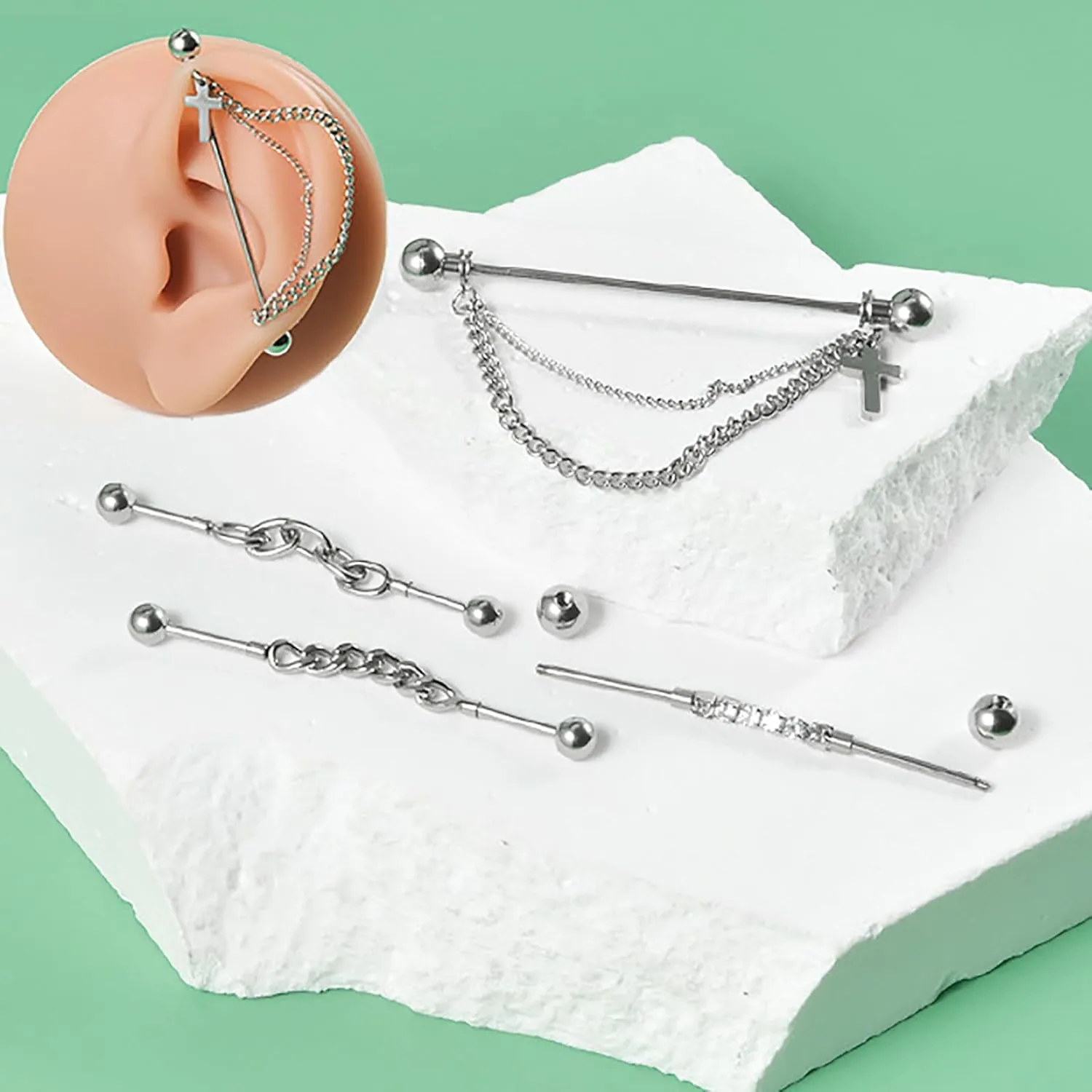 Stylish Stainless Steel Chain Septum Piercing Nose Rings for Women Fashion Forward Stainless Steel Ear Piercing Set