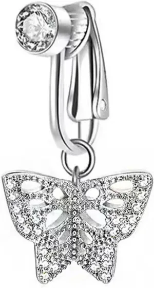 Stylish Zirconia Piercing Belly Button Clip Easy to Wear Navel Rings Adjustable Comfortable Coppers Body Jewelry No-piercing belly button clip