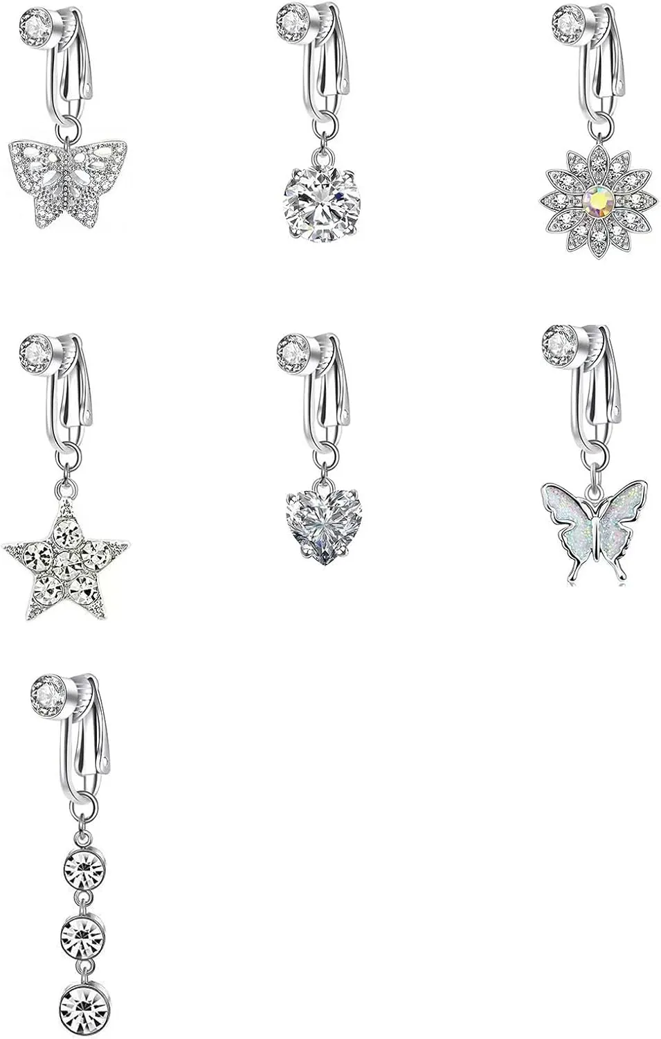 Stylish Zirconia Piercing Belly Button Clip Easy to Wear Navel Rings Adjustable Comfortable Coppers Body Jewelry No-piercing belly button clip