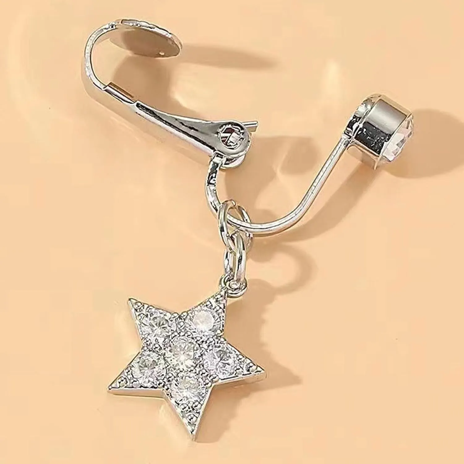 Stylish Zirconia Piercing Belly Button Clip Easy to Wear Navel Rings Adjustable Comfortable Coppers Body Jewelry No-piercing belly button clip