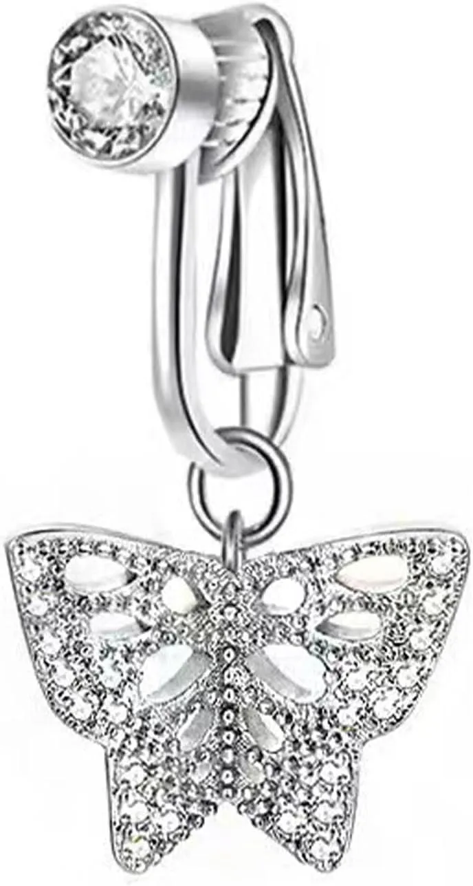 Stylish Zirconia Piercing Belly Button Clip Easy to Wear Navel Rings Adjustable Comfortable Coppers Body Jewelry No-piercing belly button clip