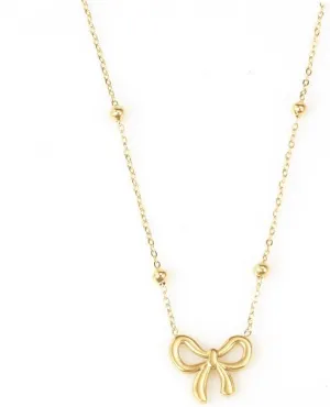 SUNNYOUTH Bow Necklace for Women Bowknot Choker Necklace 14K Gold Plated Ribbon Choker Necklaces Fashion Jewelry Gifts