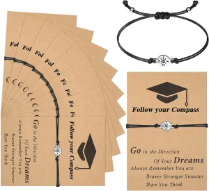 Sureio 10 Pieces 2025 Graduation Gifts for Her/Him Adjustable Compass Bracelets Class of 2025 Grads Gifts High School Senior Night for College University Middle School Students Present