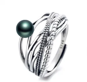 Tahitian Black Pearl Rings Jewelry For Women Fashion Christmas Gifts Wife Mom Girlfriend, Anniversary Birthday Fine Jewelry Gifts for Her NO33227