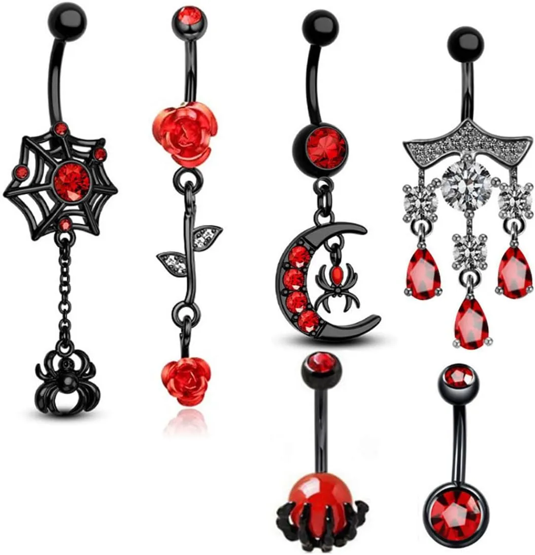 Tanyoyo 12PCS Belly Button Ring 14G Belly Rings Surgical Stainless Steel Navel Rings Belly Button Piercing Jewelry for Women