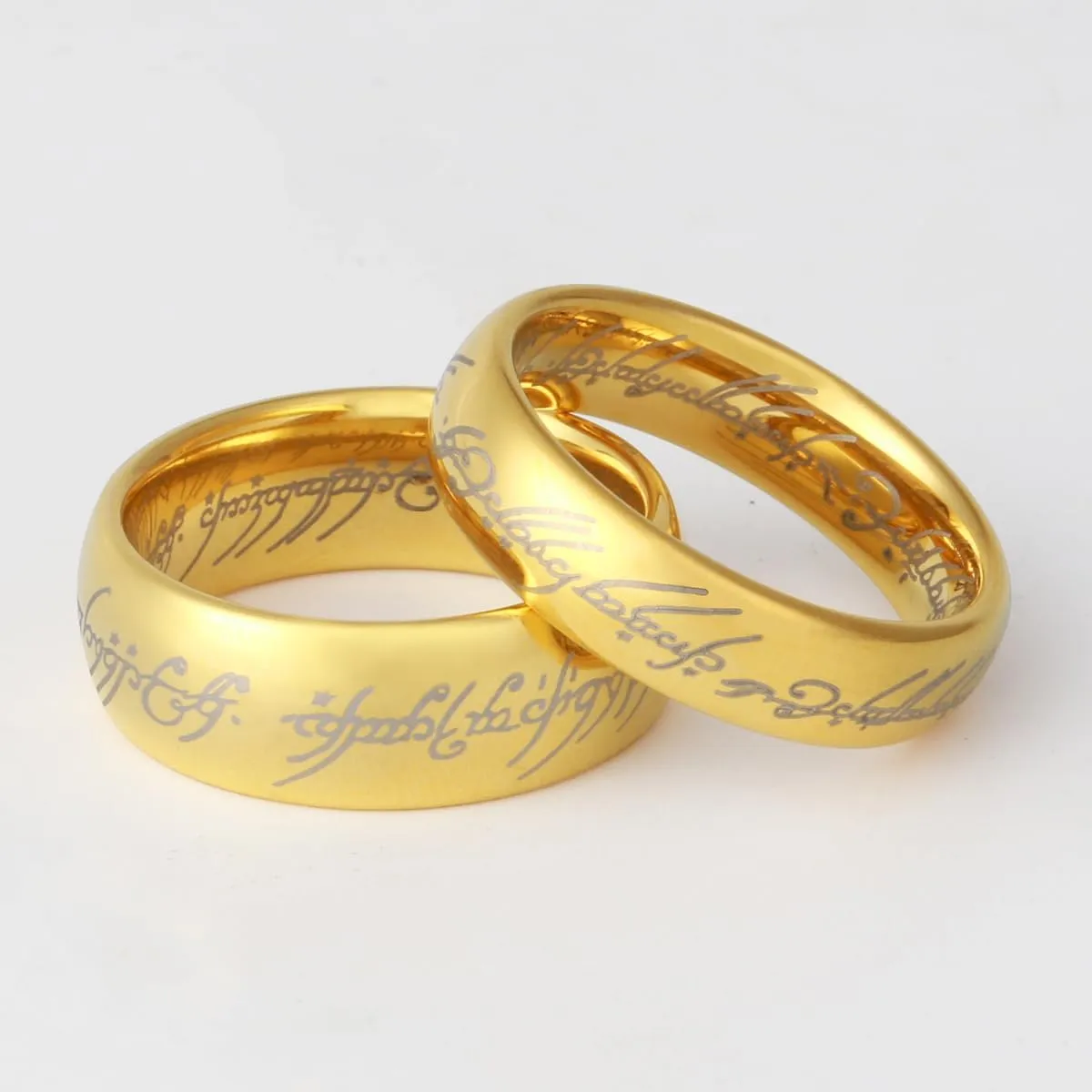 The Lord of the Rings 6MM 8MM Magic Power Tungsten Wedding Band Rings For Men Women Gold/Black Comfort Fit Size 5-14