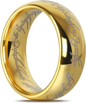 The Lord of the Rings 6MM 8MM Magic Power Tungsten Wedding Band Rings For Men Women Gold/Black Comfort Fit Size 5-14