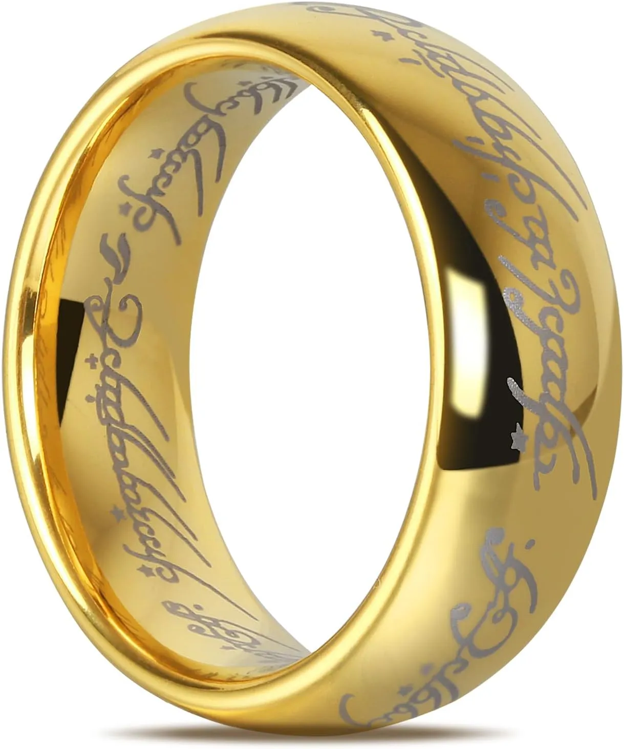 The Lord of the Rings 6MM 8MM Magic Power Tungsten Wedding Band Rings For Men Women Gold/Black Comfort Fit Size 5-14