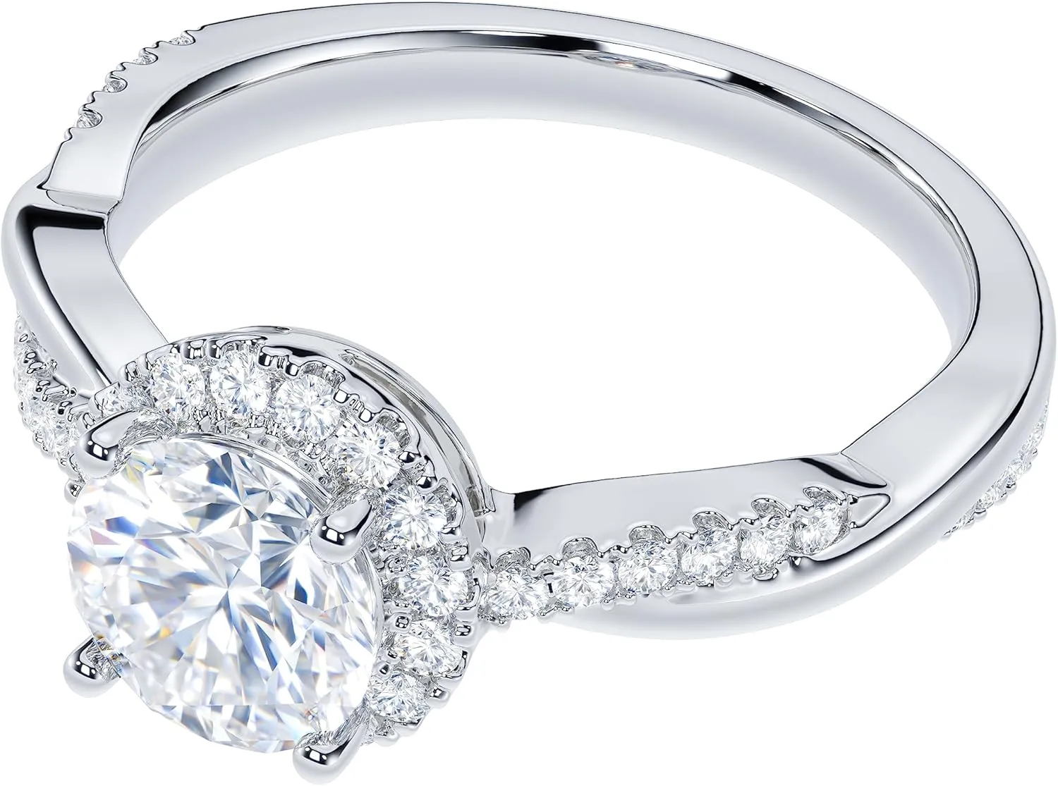 THELANDA Sterling Silver Petite Twisted Vine 1CT Round Brilliant Cut Genuine Moissanite Halo Engagement Ring Promise Ring