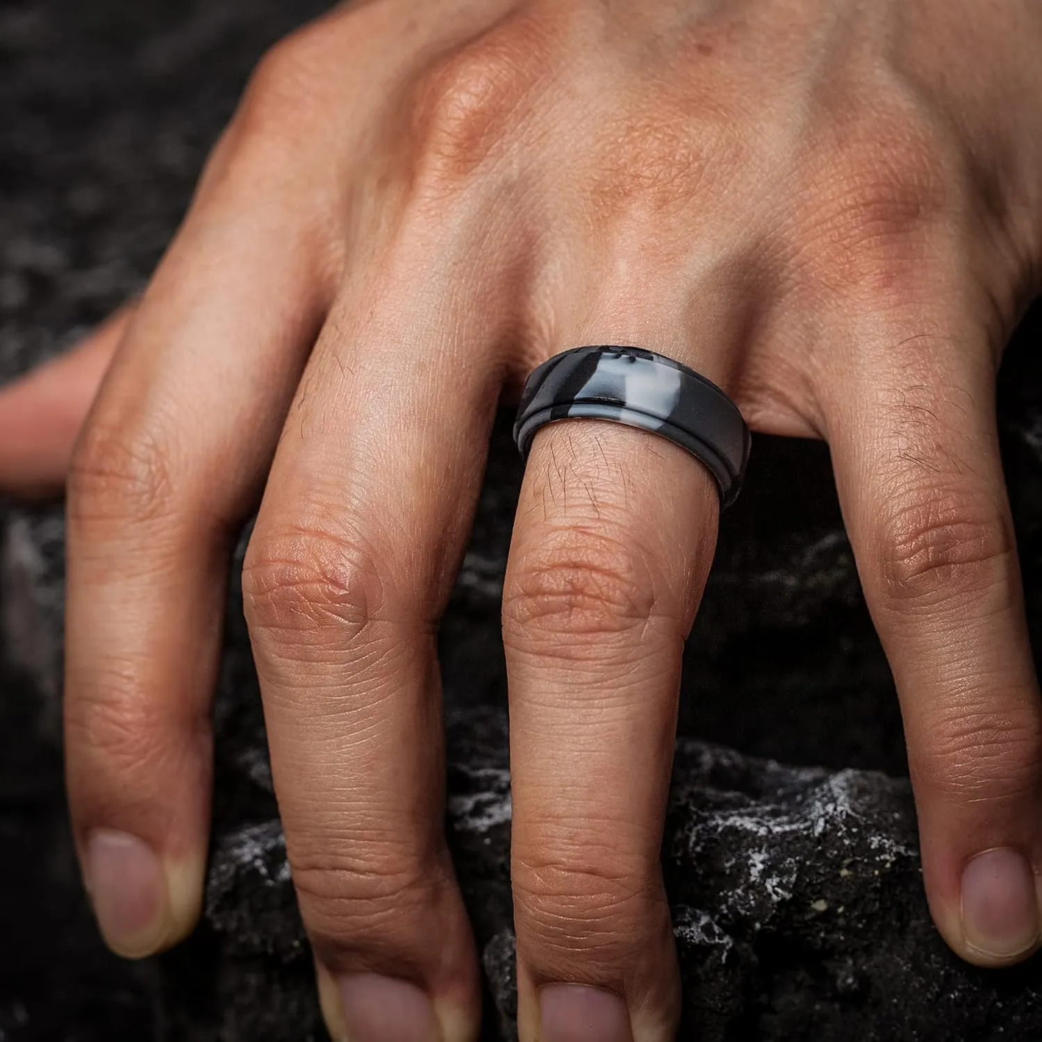ThunderFit Silicone Wedding Rings for Men, Classic and Step Edge 4 Mixed Rubber Engagement Bands