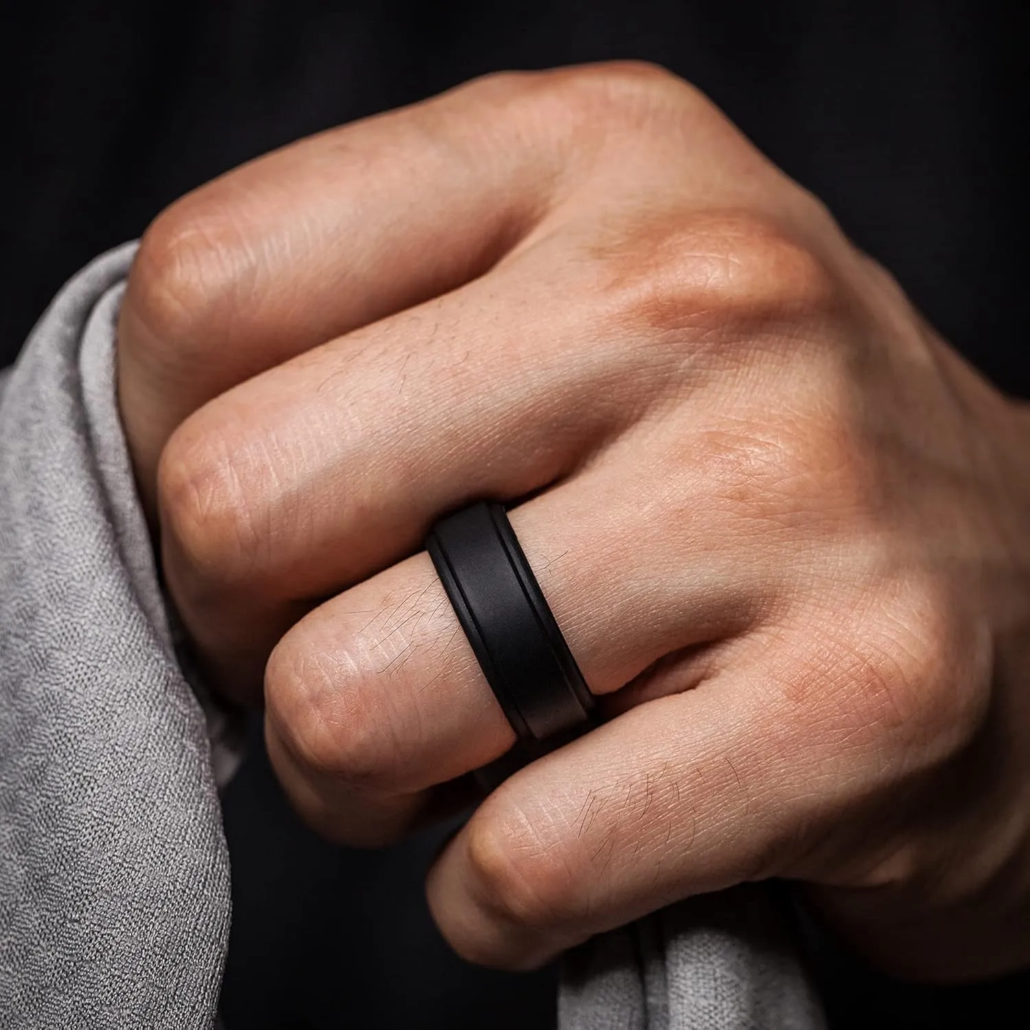 ThunderFit Silicone Wedding Rings for Men, Classic and Step Edge 4 Mixed Rubber Engagement Bands