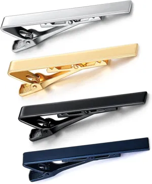 Tie Clips For Men, Copper Fashionable Elegant Slick Finish 4 Colors 4Pcs Tie Pins For Men Male Tie Neck Clamp Set