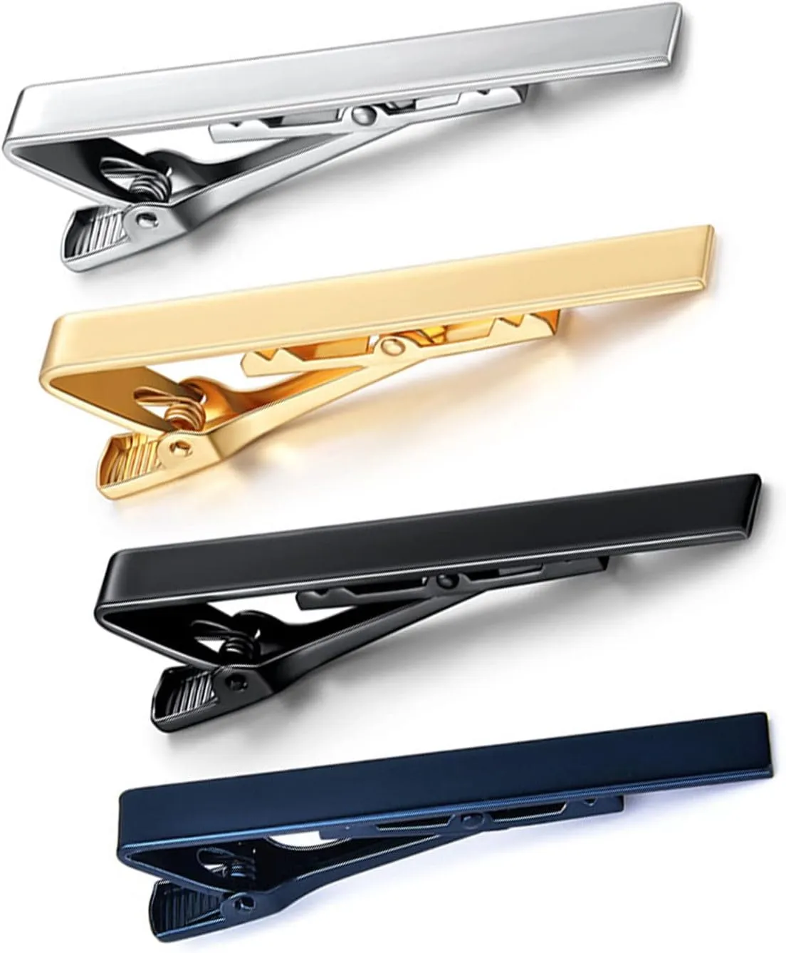Tie Clips For Men, Copper Fashionable Elegant Slick Finish 4 Colors 4Pcs Tie Pins For Men Male Tie Neck Clamp Set