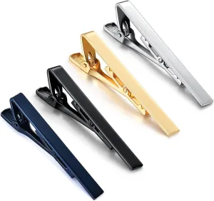 Tie Clips For Men, Copper Fashionable Elegant Slick Finish 4 Colors 4Pcs Tie Pins For Men Male Tie Neck Clamp Set